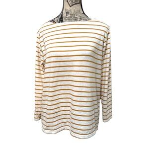 J Crew Striped White and Gold Women's Top size Medium